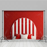 Aperturee Aperturee Candy Cane Stripe Headboard Photography Backdrop Red and White Christmas Bed Holiday Candyland Studio Photo Prop